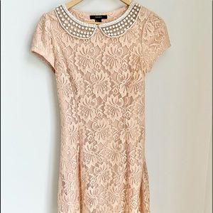 Pink Lace Dress with Peter Pan collar